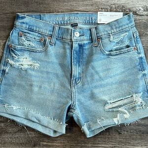 American Eagle Outfitters Light Blue Distressed Jean Shorts